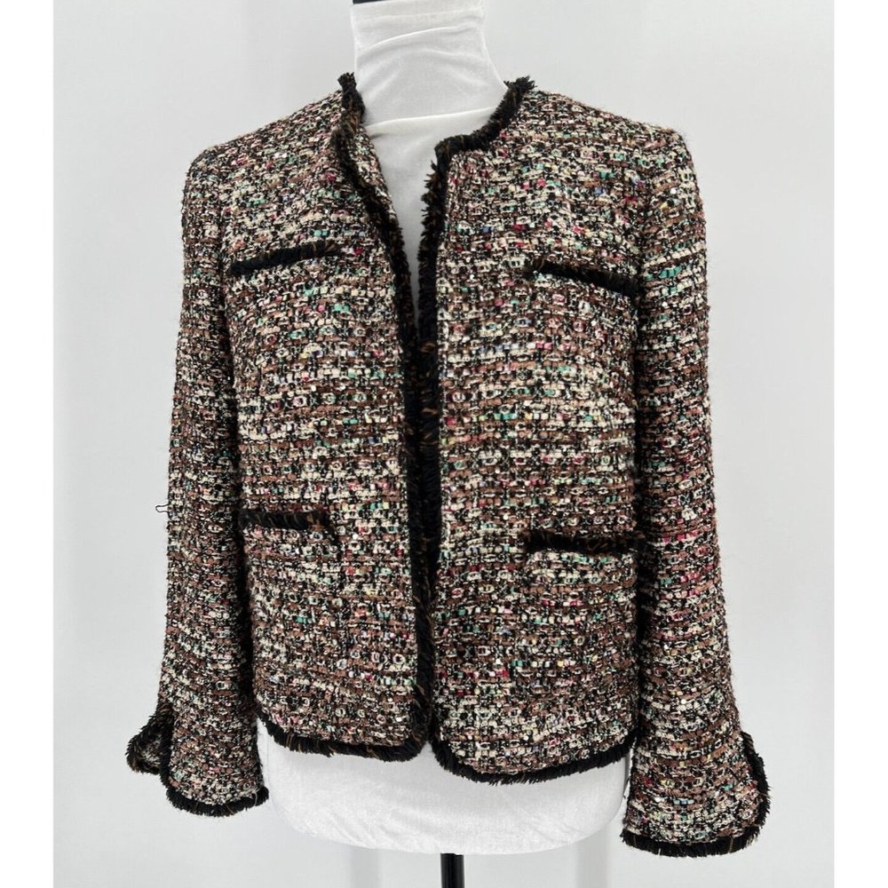 Ann Taylor Multicolor Tweed Frayed-Edge Jacket